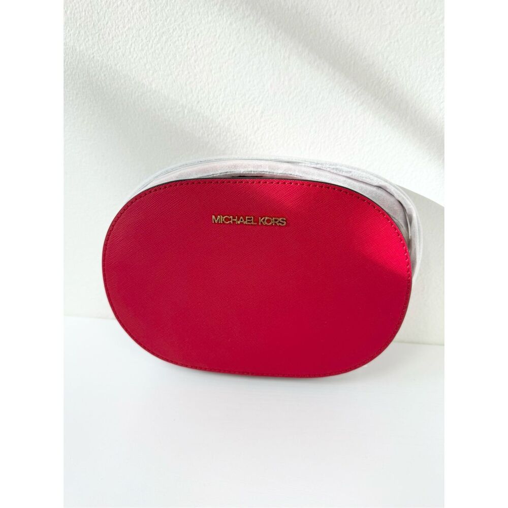 Michael‎ Kors Jet Set Travel Medium Saffiano Leather Crossbody Bag Red Oval